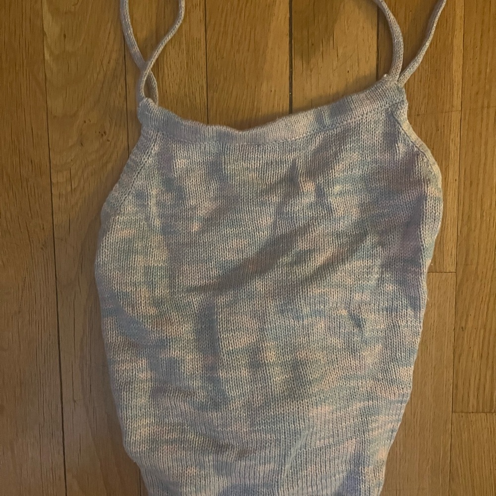SOLD | pink and blue knit top